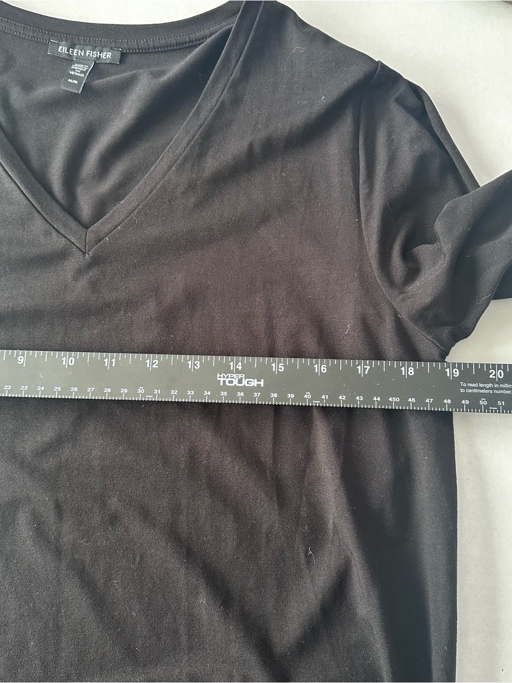 Eileen Fisher Fine Tencel Lyocell Jersey V-Neck Shift Dress Black Long Sleeve M - Picture 6 of 7
